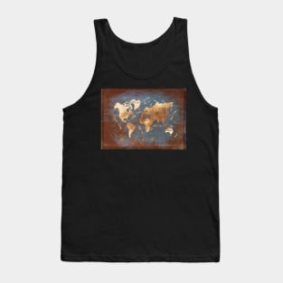 world map gold #map #worldmap Tank Top